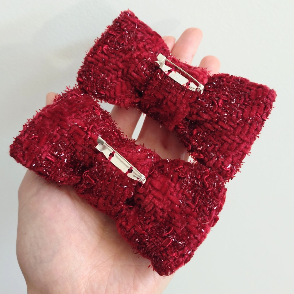 Or FREE when bundle over $50 - Red Tweed Bow Pins - Picture 5 of 6